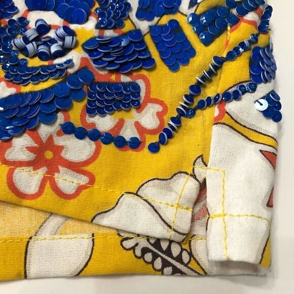 REVOLVE P.A.R.O.S.H. Farfetch Floral Blue Sequin Shorts 31 - Picture 2 of 11